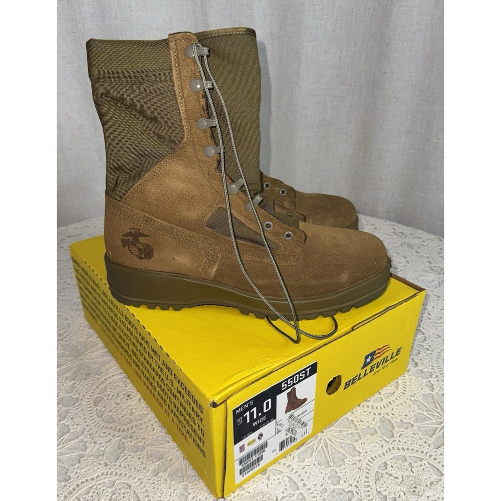 NIB Belleville 550ST USMC Hot Weather Steel Toe Combat Boots Men's 11W 11 Wide
